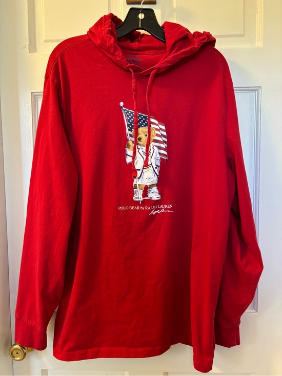 Polo Ralph Lauren Tops - Polo by Ralph Lauren Red Polo Bear Hoodie Sweatshirt XL women’s